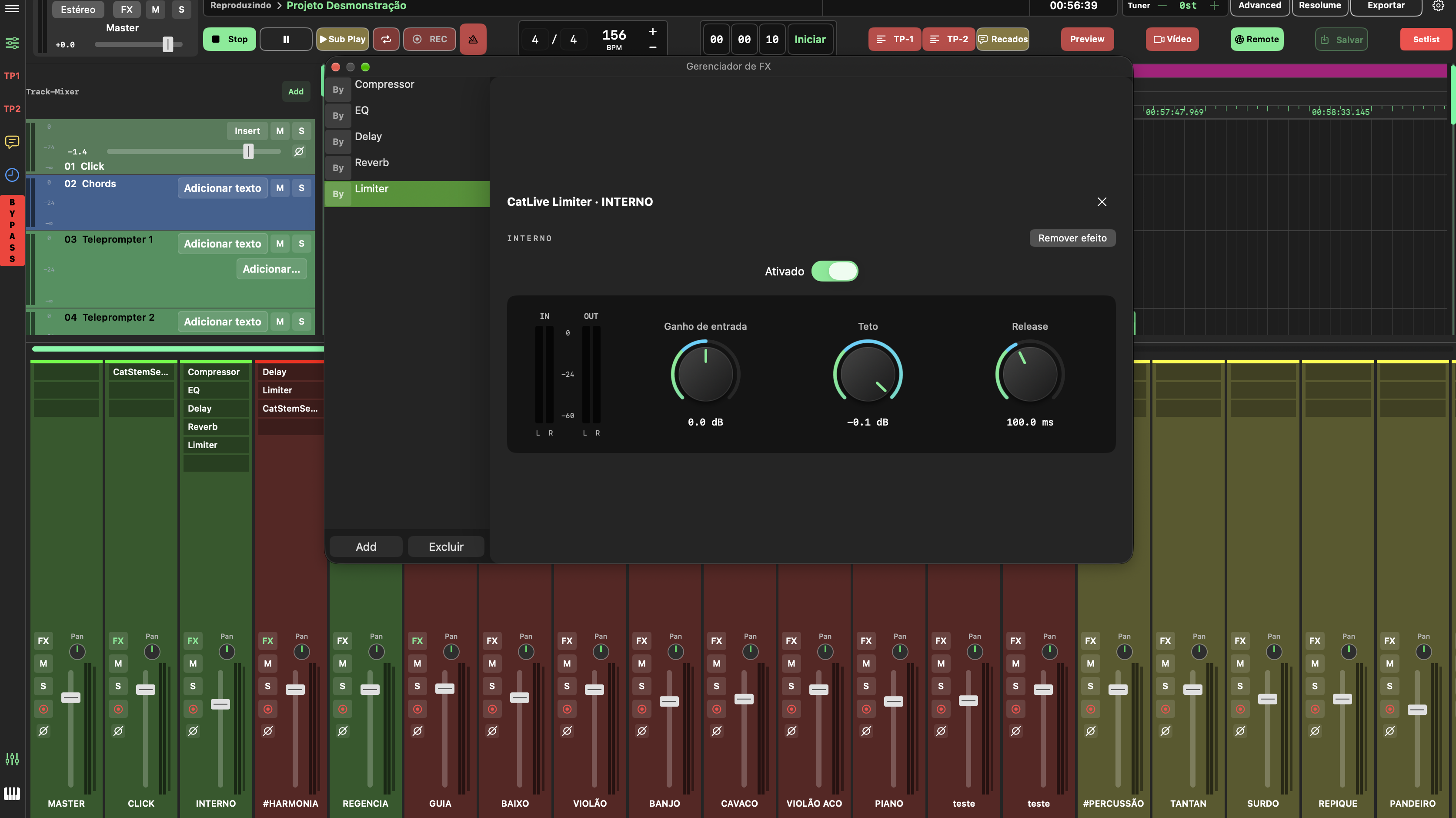 CatLive Limiter com ganho de entrada, teto e release